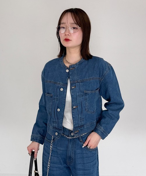 美品　 Gジャン　デニム　ジャケット　モラビト　ブラン　短丈 シルク　混 セール】ショート丈Gジャン（デニムジャケット）｜mellomela