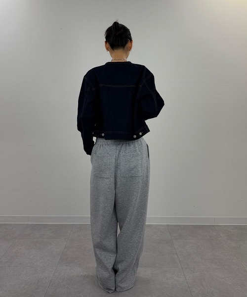 mellomela.(メロメラ)の「ショート丈Gジャン(デニムジャケット・レディース・グレー系その他7/ダークネイビー/ブルー・M)」の14枚目の写真