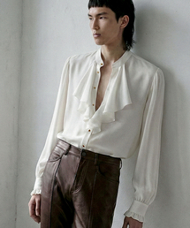 UNTAGE（アンテージ）の「バンドカラー フラウンス フラケット ブラウス[ホワイト(MAN)]_UTS-FS91（シャツ/ブラウス）」