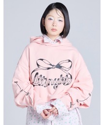 /Little sunny bite/short ribbon sweat hoodie
