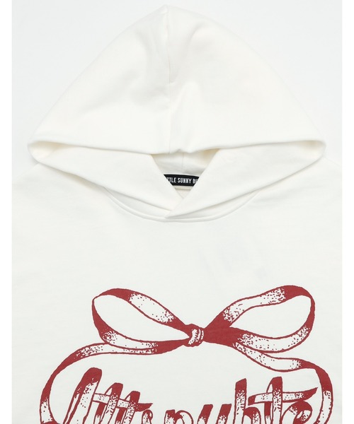 Little sunny bite（リトルサニーバイト）の「/Little sunny bite/short ribbon sweat hoodie（パーカー・レディース・ブラック/ピンク/ホワイト・MEDIUM/SMALL）」の7枚目の写真