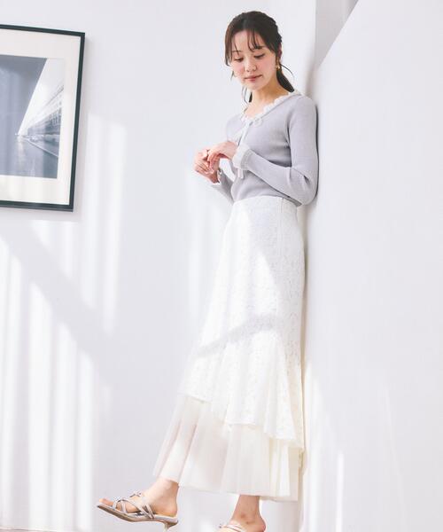 PROPORTION BODY DRESSING(プロポーションボディドレッシング)の「チュールドッキングレーススカート / 1216120300(スカート・レディース・ホワイト系その他/ベージュ・P/S/MEDIUM)」の16枚目の写真