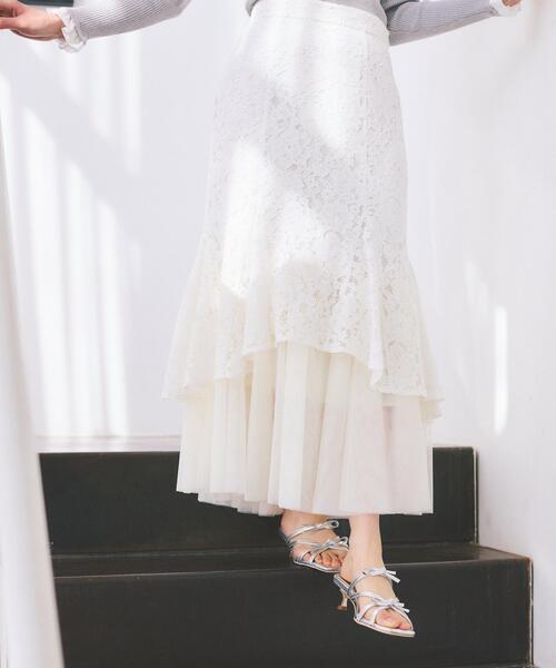 PROPORTION BODY DRESSING(プロポーションボディドレッシング)の「チュールドッキングレーススカート / 1216120300(スカート・レディース・ホワイト系その他/ベージュ・P/S/MEDIUM)」の21枚目の写真
