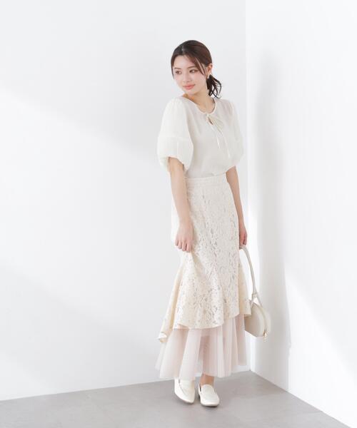 PROPORTION BODY DRESSING(プロポーションボディドレッシング)の「チュールドッキングレーススカート / 1216120300(スカート・レディース・ホワイト系その他/ベージュ・P/S/MEDIUM)」の3枚目の写真