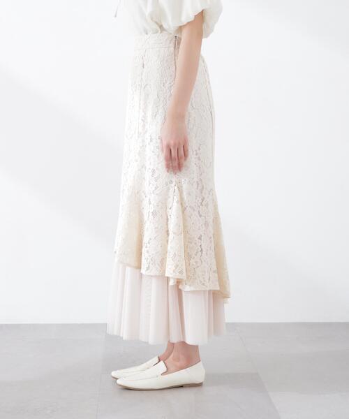 PROPORTION BODY DRESSING(プロポーションボディドレッシング)の「チュールドッキングレーススカート / 1216120300(スカート・レディース・ホワイト系その他/ベージュ・P/S/MEDIUM)」の5枚目の写真