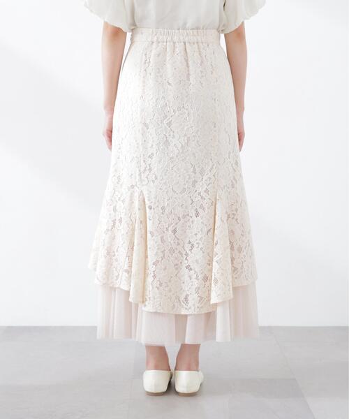 PROPORTION BODY DRESSING(プロポーションボディドレッシング)の「チュールドッキングレーススカート / 1216120300(スカート・レディース・ホワイト系その他/ベージュ・P/S/MEDIUM)」の6枚目の写真