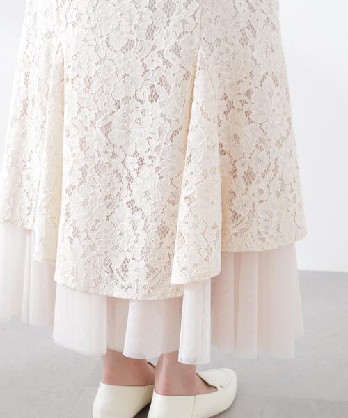 PROPORTION BODY DRESSING(プロポーションボディドレッシング)の「チュールドッキングレーススカート / 1216120300(スカート・レディース・ホワイト系その他/ベージュ・P/S/MEDIUM)」の11枚目の写真