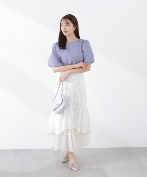 PROPORTION BODY DRESSING(プロポーションボディドレッシング)の「チュールドッキングレーススカート / 1216120300(スカート・レディース・ホワイト系その他/ベージュ・P/S/MEDIUM)」の2枚目の写真