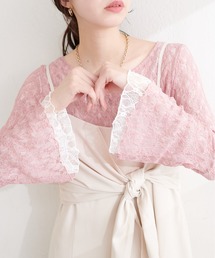 natural couture | フレア袖リバーシブルレース(Tシャツ/カットソー)