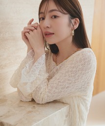 natural couture | フレア袖リバーシブルレース(Tシャツ/カットソー)