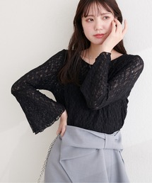 natural couture | フレア袖リバーシブルレース(Tシャツ/カットソー)
