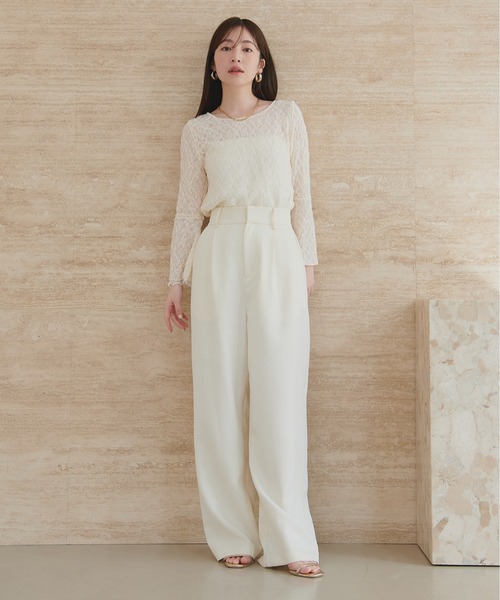 natural couture（ナチュラルクチュール）の「フレア袖リバーシブルレース（Tシャツ/カットソー・レディース・ネイビー/ブルー/ピンク/ブラック/アイボリー・FREE）」の11枚目の写真