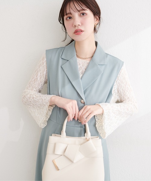 natural couture（ナチュラルクチュール）の「フレア袖リバーシブルレース（Tシャツ/カットソー・レディース・ネイビー/ブルー/ピンク/ブラック/アイボリー・FREE）」の16枚目の写真