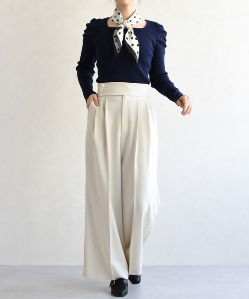 31 Sons de mode（トランテアン　ソン　ドゥ　モード）の「2026春夏新作 センタープレスセミワイドパンツ（その他パンツ・レディース・ベージュ/ネイビー/ラベンダー・S/M）」の2枚目の写真