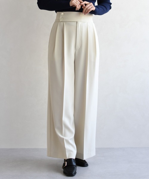 31 Sons de mode（トランテアン　ソン　ドゥ　モード）の「2026春夏新作 センタープレスセミワイドパンツ（その他パンツ・レディース・ベージュ/ネイビー/ラベンダー・S/M）」の4枚目の写真