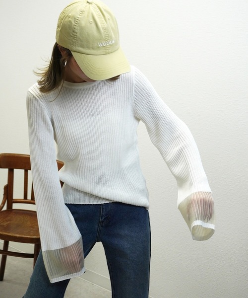 gossara(ゴサラ)の「リブ袖口シアーPO(ニット/セーター・レディース・ブラック/オフホワイト/ブルー・FREE)」の15枚目の写真