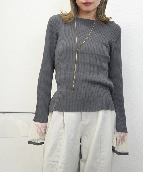 gossara(ゴサラ)の「リブ袖口シアーPO(ニット/セーター・レディース・ブラック/オフホワイト/ブルー・FREE)」の9枚目の写真