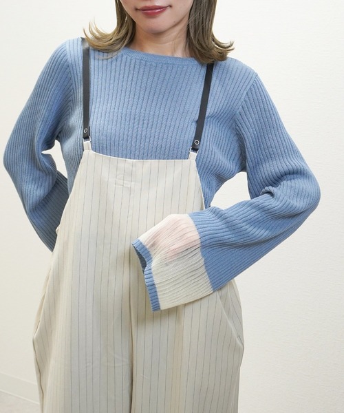 gossara(ゴサラ)の「リブ袖口シアーPO(ニット/セーター・レディース・ブラック/オフホワイト/ブルー・FREE)」の6枚目の写真