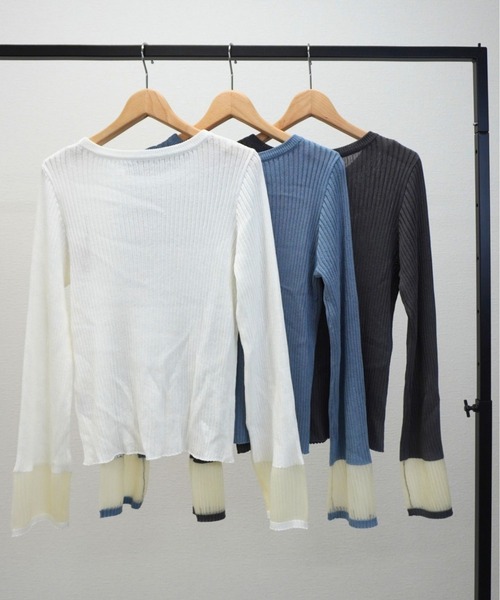 gossara(ゴサラ)の「リブ袖口シアーPO(ニット/セーター・レディース・ブラック/オフホワイト/ブルー・FREE)」の20枚目の写真