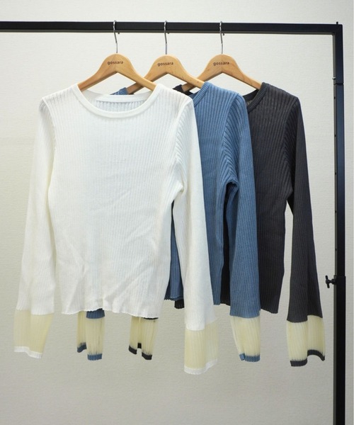 gossara(ゴサラ)の「リブ袖口シアーPO(ニット/セーター・レディース・ブラック/オフホワイト/ブルー・FREE)」の21枚目の写真