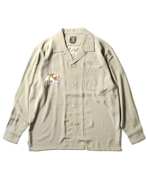 HOUSTON（ヒューストン）の「HYUSTON　スーベニアシャツロング(MAP)（シャツ/ブラウス・メンズ・グレー/ブラック/オリーブ・MEDIUM/LARGE/X-LARGE/XX-LARGE）」の3枚目の写真