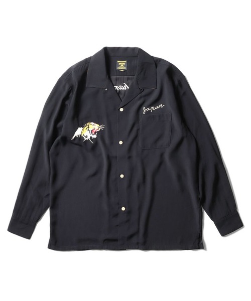 HOUSTON（ヒューストン）の「HYUSTON　スーベニアシャツロング(MAP)（シャツ/ブラウス・メンズ・グレー/ブラック/オリーブ・MEDIUM/LARGE/X-LARGE/XX-LARGE）」の2枚目の写真