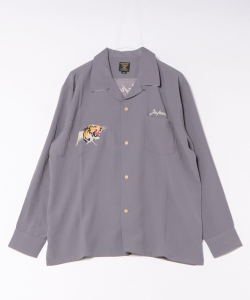 HOUSTON（ヒューストン）の「HYUSTON　スーベニアシャツロング(MAP)（シャツ/ブラウス・メンズ・グレー/ブラック/オリーブ・MEDIUM/LARGE/X-LARGE/XX-LARGE）」の7枚目の写真