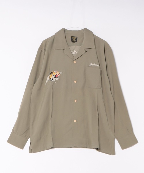 HOUSTON（ヒューストン）の「HYUSTON　スーベニアシャツロング(MAP)（シャツ/ブラウス・メンズ・グレー/ブラック/オリーブ・MEDIUM/LARGE/X-LARGE/XX-LARGE）」の9枚目の写真