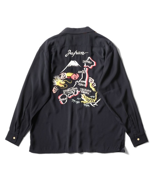 HOUSTON（ヒューストン）の「HYUSTON　スーベニアシャツロング(MAP)（シャツ/ブラウス・メンズ・グレー/ブラック/オリーブ・MEDIUM/LARGE/X-LARGE/XX-LARGE）」の6枚目の写真