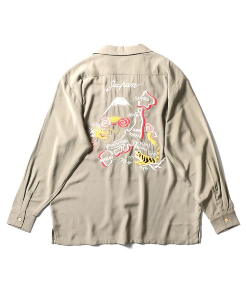 HOUSTON（ヒューストン）の「HYUSTON　スーベニアシャツロング(MAP)（シャツ/ブラウス・メンズ・グレー/ブラック/オリーブ・MEDIUM/LARGE/X-LARGE/XX-LARGE）」の10枚目の写真