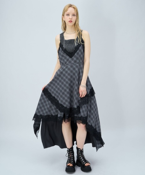 HARE(ハレ)の「イレヘムレイヤーキャミワンピース(HARE)(ワンピース・レディース・ブラック/チェック/ブルー/ネイビー/ブラック系その他・FREE)」の3枚目の写真
