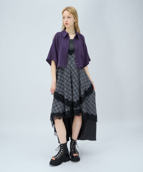 HARE(ハレ)の「イレヘムレイヤーキャミワンピース(HARE)(ワンピース・レディース・ブラック/チェック/ブルー/ネイビー/ブラック系その他・FREE)」の6枚目の写真