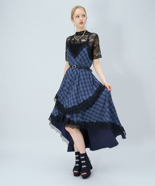 HARE(ハレ)の「イレヘムレイヤーキャミワンピース(HARE)(ワンピース・レディース・ブラック/チェック/ブルー/ネイビー/ブラック系その他・FREE)」の8枚目の写真