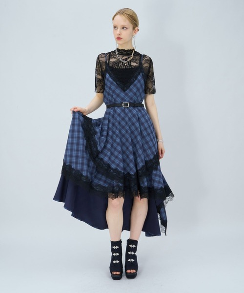 HARE(ハレ)の「イレヘムレイヤーキャミワンピース(HARE)(ワンピース・レディース・ブラック/チェック/ブルー/ネイビー/ブラック系その他・FREE)」の9枚目の写真