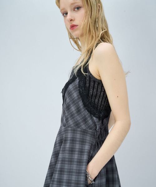 HARE(ハレ)の「イレヘムレイヤーキャミワンピース(HARE)(ワンピース・レディース・ブラック/チェック/ブルー/ネイビー/ブラック系その他・FREE)」の12枚目の写真