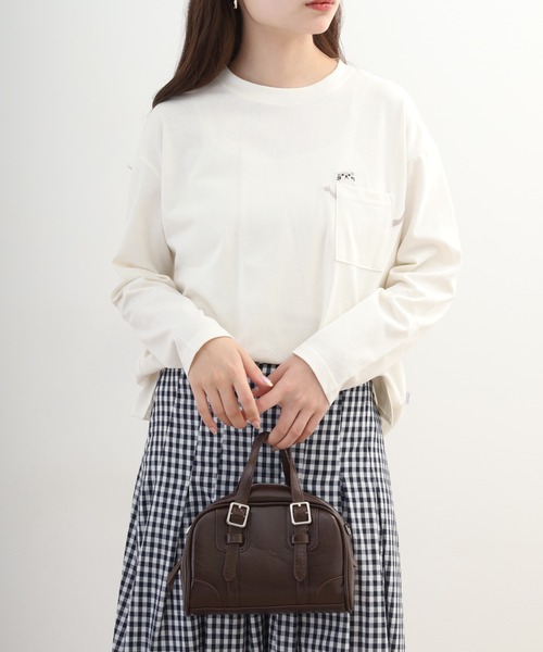 Quelle Chance(ケルシャンス)の「ポケット1ポイント刺繍プルオーバー 獺 長袖Tシャツ(Tシャツ/カットソー・レディース・ミント/キナリ/チャコールグレー・L/M)」の4枚目の写真