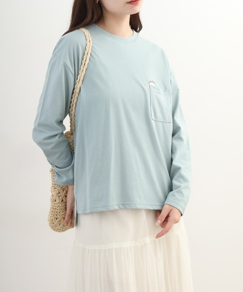 Quelle Chance(ケルシャンス)の「ポケット1ポイント刺繍プルオーバー 獺 長袖Tシャツ(Tシャツ/カットソー・レディース・ミント/キナリ/チャコールグレー・L/M)」の18枚目の写真