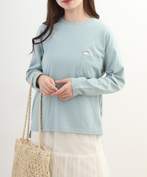 Quelle Chance(ケルシャンス)の「ポケット1ポイント刺繍プルオーバー 獺 長袖Tシャツ(Tシャツ/カットソー・レディース・ミント/キナリ/チャコールグレー・L/M)」の21枚目の写真