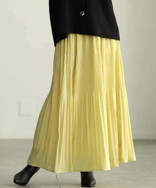 Sawa a la mode(サワアラモード)の「マジョリカプリーツフレアスカート(スカート・レディース・モカ/イエロー/カーキ/サックスブルー/チャコールグレー・FREE)」の5枚目の写真