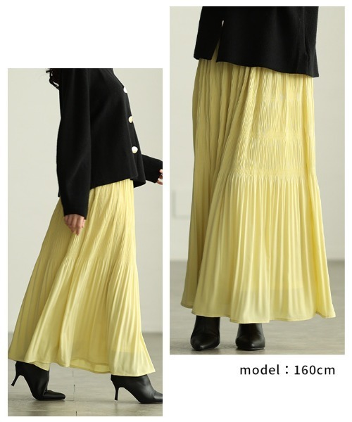 Sawa a la mode(サワアラモード)の「マジョリカプリーツフレアスカート(スカート・レディース・モカ/イエロー/カーキ/サックスブルー/チャコールグレー・FREE)」の13枚目の写真