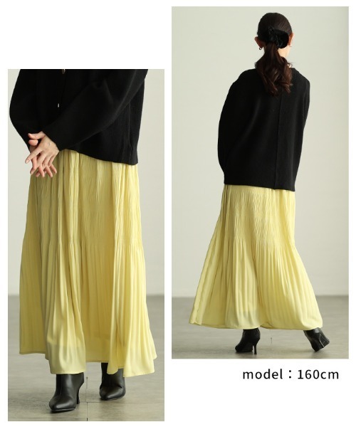 Sawa a la mode(サワアラモード)の「マジョリカプリーツフレアスカート(スカート・レディース・モカ/イエロー/カーキ/サックスブルー/チャコールグレー・FREE)」の16枚目の写真