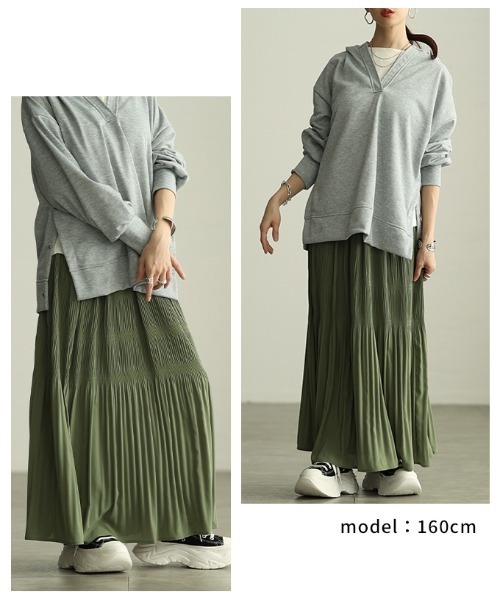 Sawa a la mode(サワアラモード)の「マジョリカプリーツフレアスカート(スカート・レディース・モカ/イエロー/カーキ/サックスブルー/チャコールグレー・FREE)」の21枚目の写真