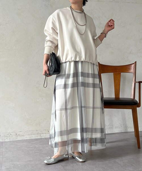 un dix cors（アンディコール）の「チュールパネルスカート（スカート・レディース・ライトグレー/ブルー系その他/チャコールグレー/アイボリー/ブラック・FREE）」の10枚目の写真