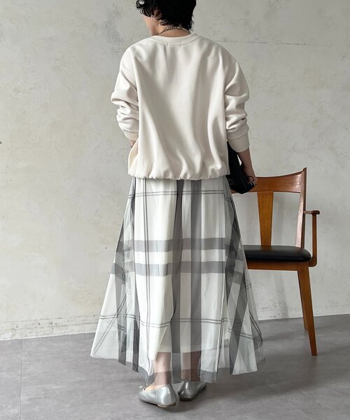 un dix cors（アンディコール）の「チュールパネルスカート（スカート・レディース・ライトグレー/ブルー系その他/チャコールグレー/アイボリー/ブラック・FREE）」の11枚目の写真