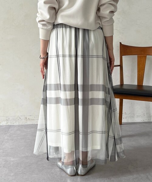 un dix cors（アンディコール）の「チュールパネルスカート（スカート・レディース・ライトグレー/ブルー系その他/チャコールグレー/アイボリー/ブラック・FREE）」の14枚目の写真