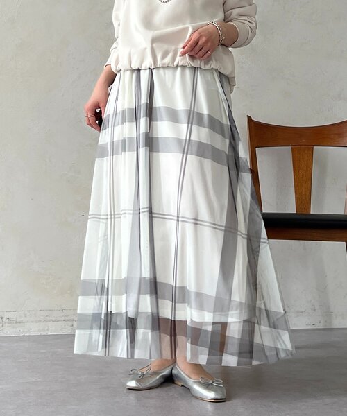 un dix cors（アンディコール）の「チュールパネルスカート（スカート・レディース・ライトグレー/ブルー系その他/チャコールグレー/アイボリー/ブラック・FREE）」の18枚目の写真