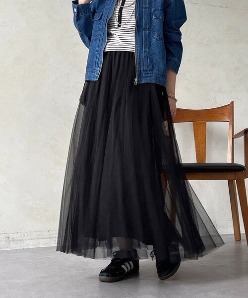 un dix cors（アンディコール）の「チュールパネルスカート（スカート・レディース・ライトグレー/ブルー系その他/チャコールグレー/アイボリー/ブラック・FREE）」の20枚目の写真