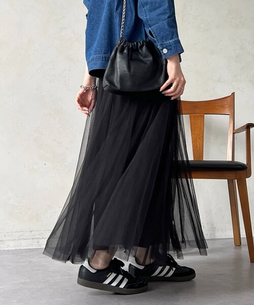 un dix cors（アンディコール）の「チュールパネルスカート（スカート・レディース・ライトグレー/ブルー系その他/チャコールグレー/アイボリー/ブラック・FREE）」の21枚目の写真