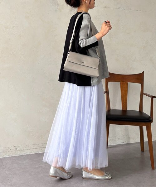 un dix cors（アンディコール）の「チュールパネルスカート（スカート・レディース・ライトグレー/ブルー系その他/チャコールグレー/アイボリー/ブラック・FREE）」の6枚目の写真