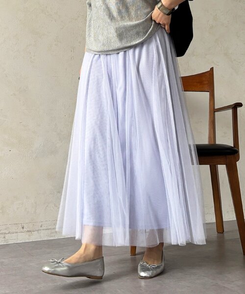 un dix cors（アンディコール）の「チュールパネルスカート（スカート・レディース・ライトグレー/ブルー系その他/チャコールグレー/アイボリー/ブラック・FREE）」の9枚目の写真